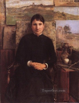  Emile Canvas - Portrait de Mme Petitjean Realism Emile Friant